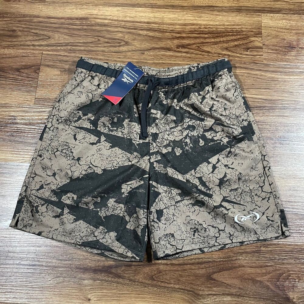 NEW Reebok Hoopwear Transition 7" Shorts Men's Size M Brown Drawstring Polyester